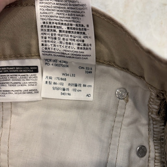 MEN'S SALE Levi’s 514 Khaki Straight Leg Pants 34x32 Classic Casual Chinos - Picture 4 of 12